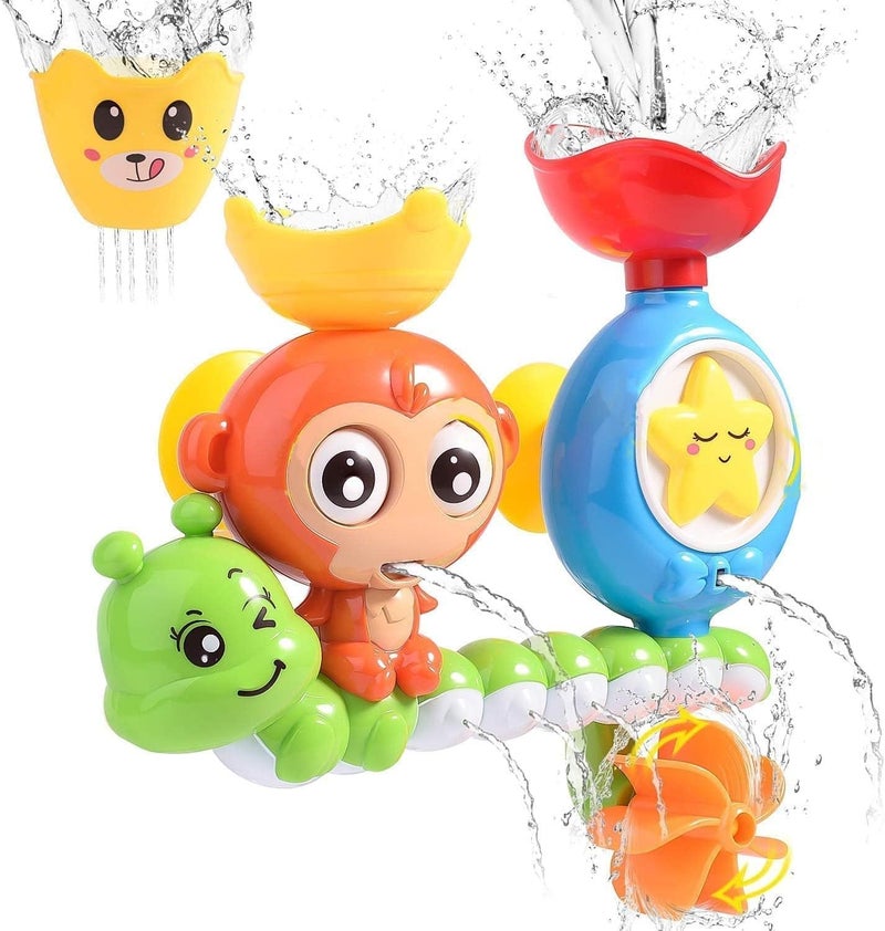 ST ZONE Baby Bath Toy for Toddlers 2-5 Years, Jungle Theme, Plastic Material, Spinning Gear & Googly Eyes, Bath Tub Toys for Kids - Image 1